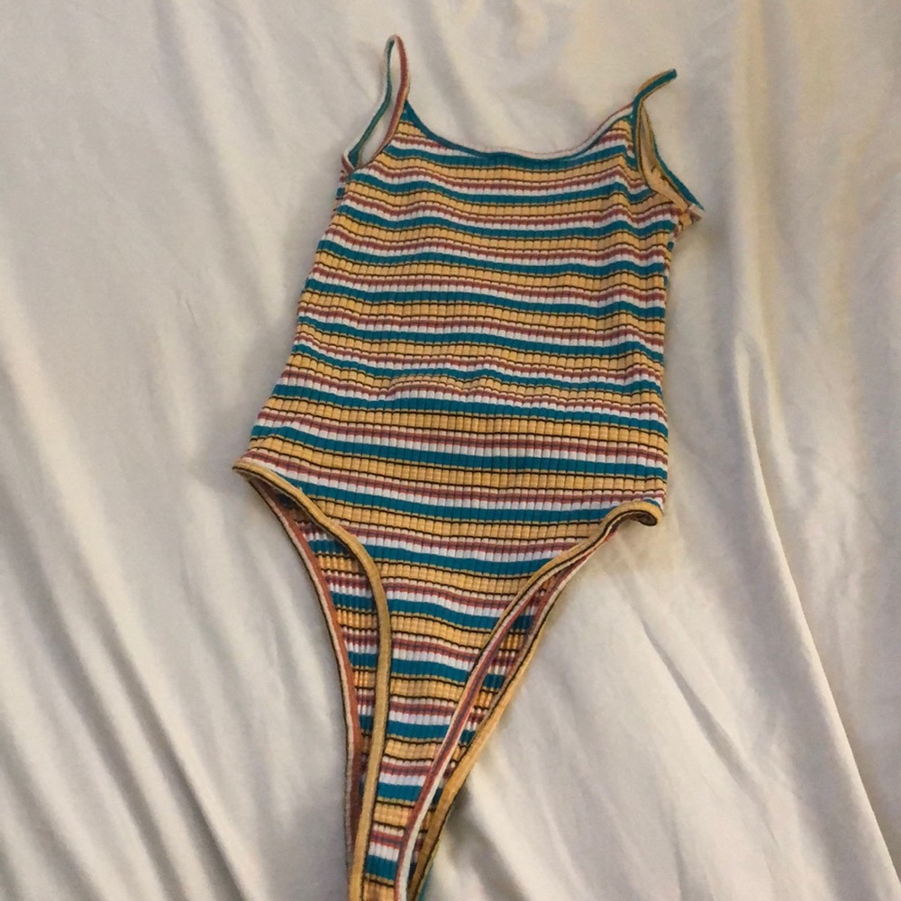 Rainbow striped body suit